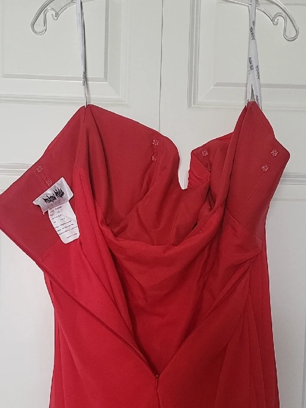 Andrew Adela Red Formal Prom Dress Sheer Overlay Women Size 16 - Picture 4 of 9